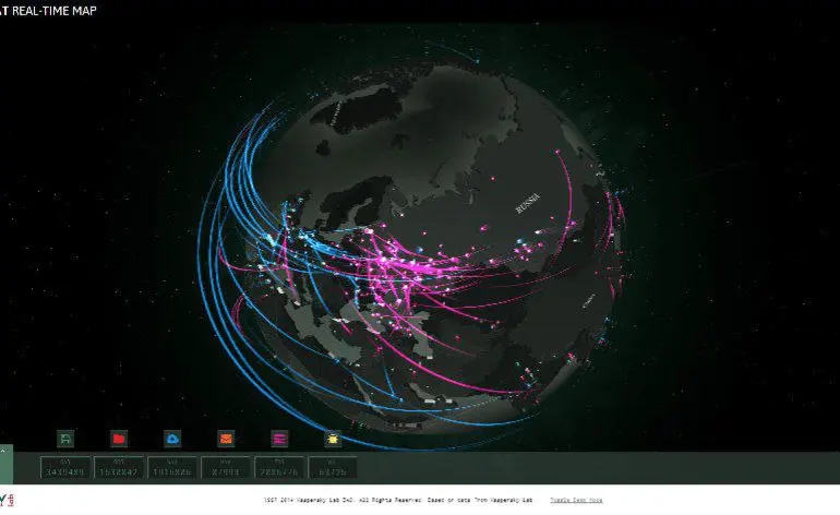 نقشه زنده حملات سایبری Kaspersky